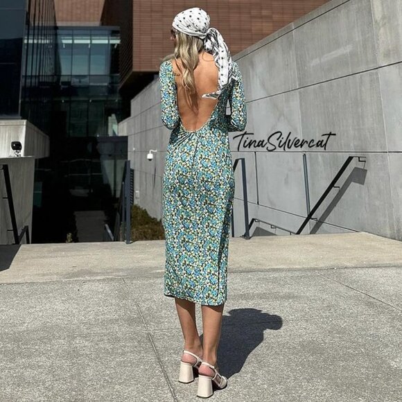 BLOGGER'S FAVE! Zara Floral Midi Dress Sz Large NWT - Picture 16 of 16